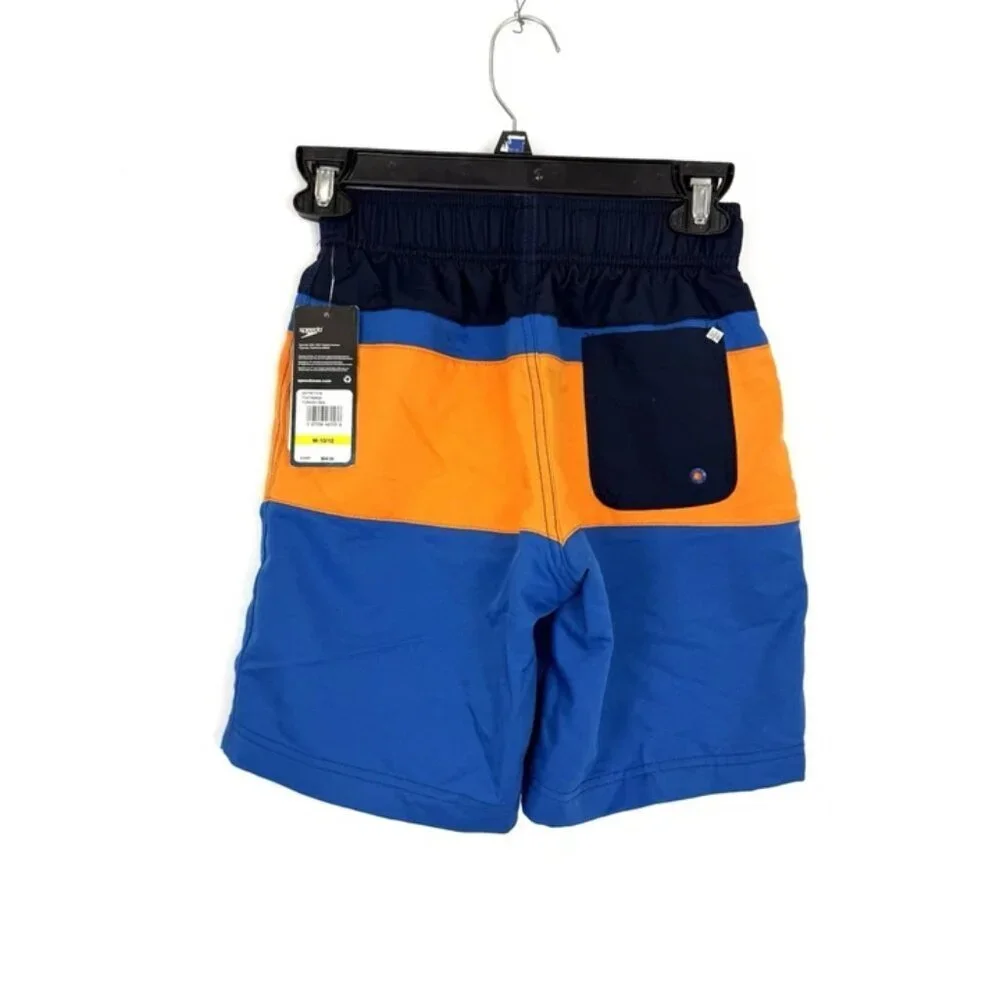 Speedo Youth Boy’s Navy Blue/Orange Swim Trunks Size M